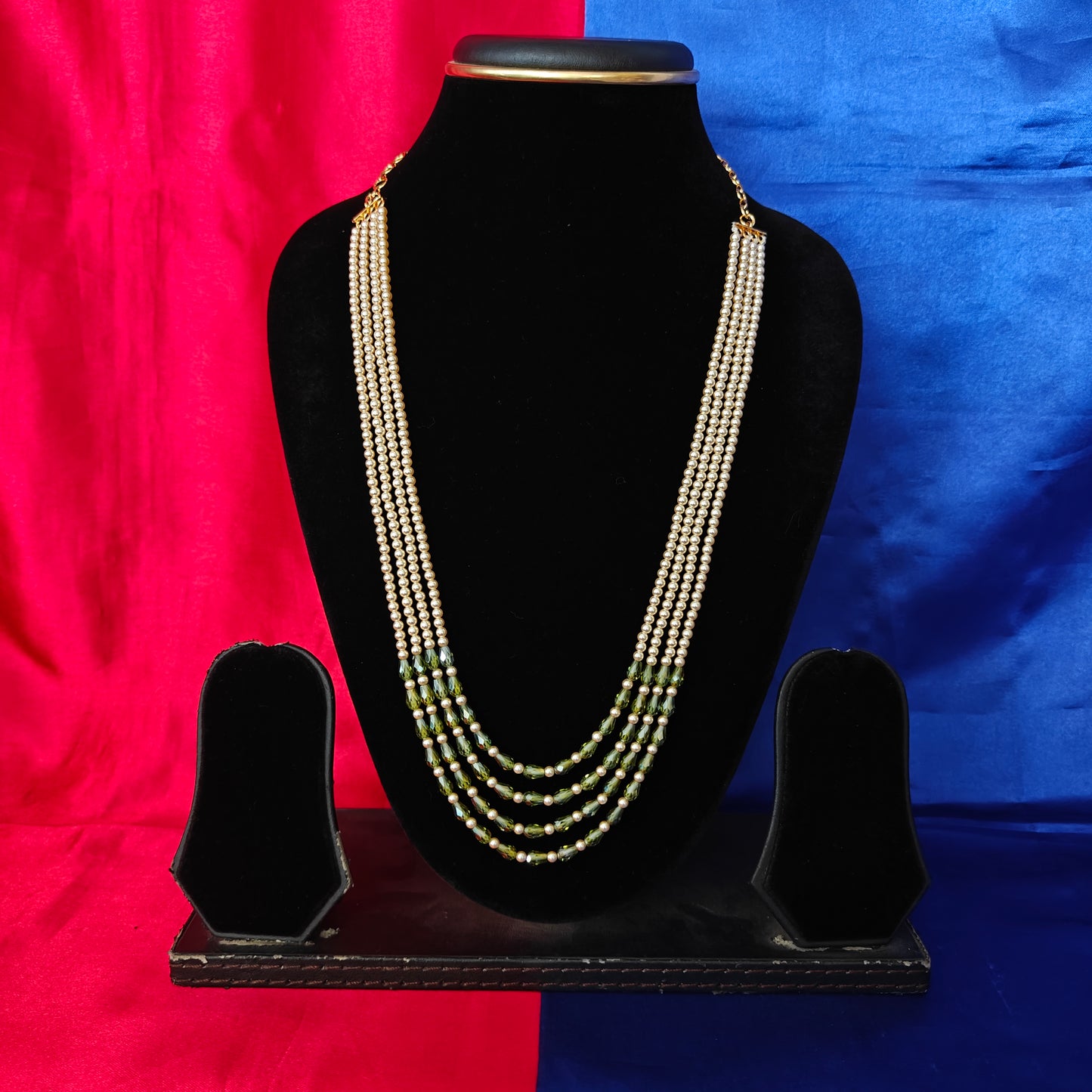 Beautiful Pearls Mala With Mehandi Green Coloured Beads