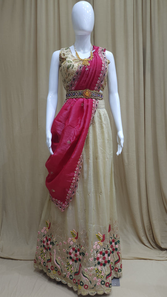 Fancy Half Saree Cutwork Duppata