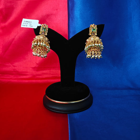 Beautiful Nakshi Jhumki In Multi Colour Stone