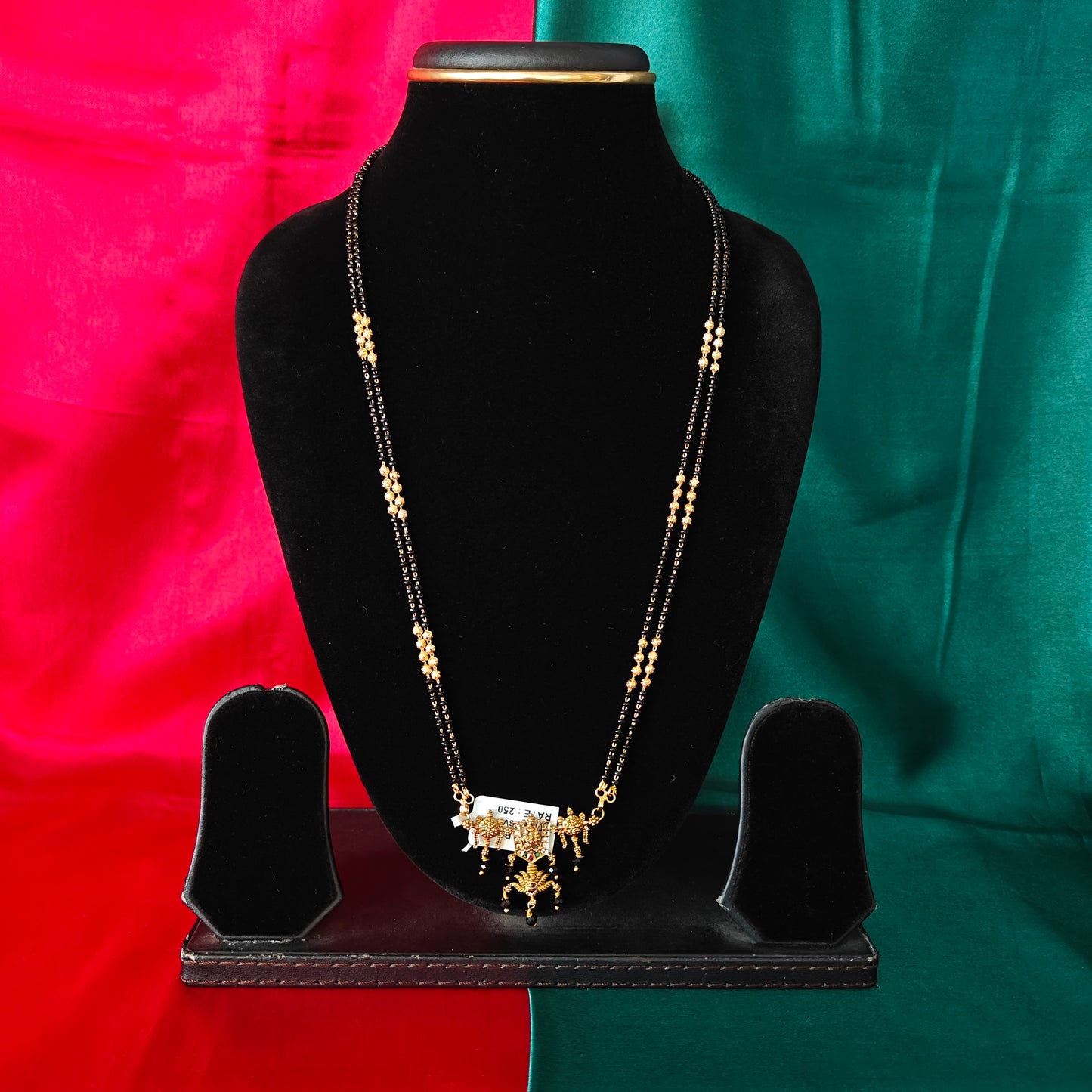 Beautiful Black Beads Long With Laxmi Idol