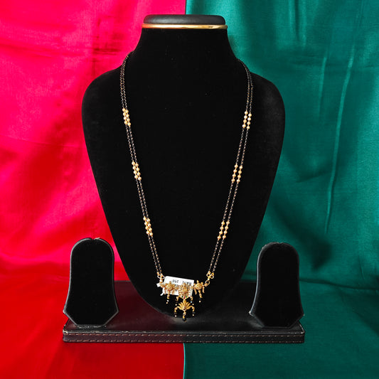 Beautiful Black Beads Long With Laxmi Idol