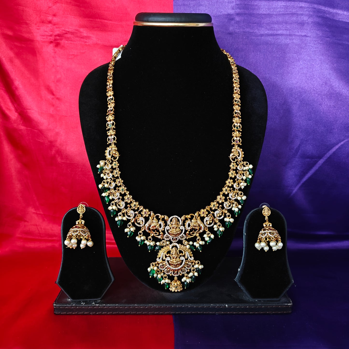 Beautiful Nakshi Long Necklace With Laxmi Idol