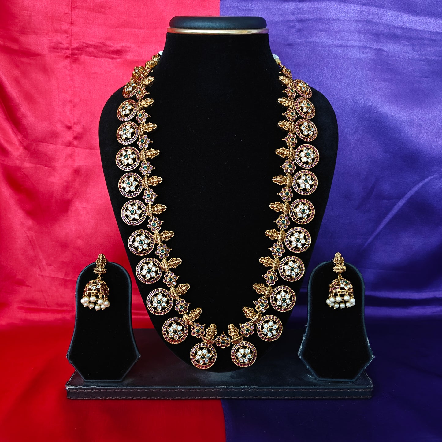 Beautiful Jadau Kundan Bottu Mala Long Necklace