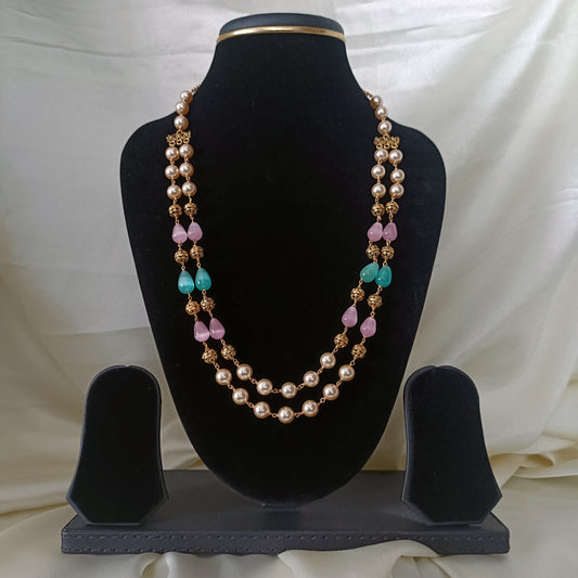 Elegant Two Layers Beads Pearls Maala