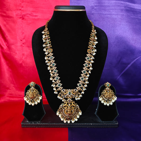 Beautiful Nakshi Long Necklace With Laxmi Idol