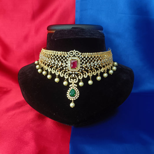 Beautiful CZ Choker In Multi Colour Stone