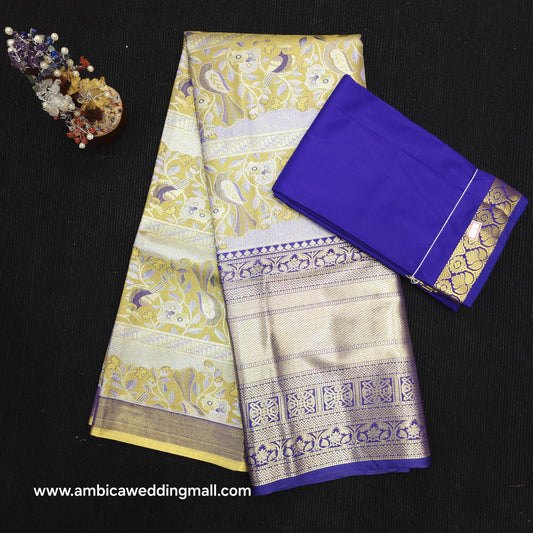 Buy Stunning Kanchi pattu mix L Kalamkari Lehenga [Free Size]